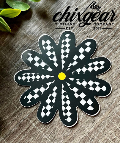 Checkered Daisy Sticker