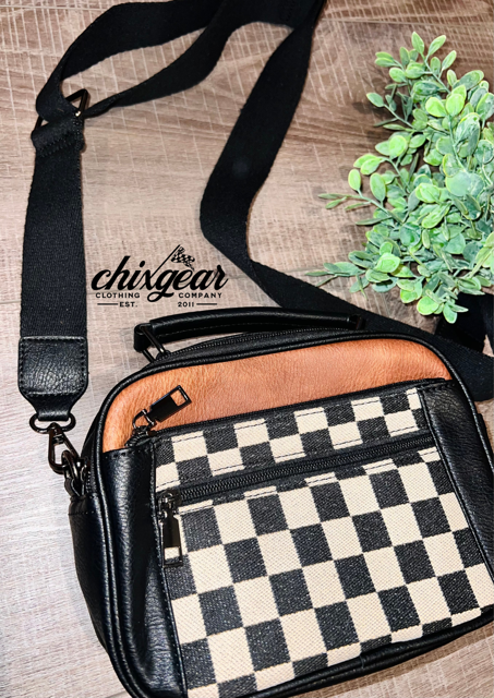 Checkered clutch bag hotsell