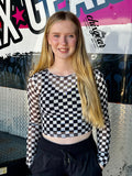 Checkered sheer crop top