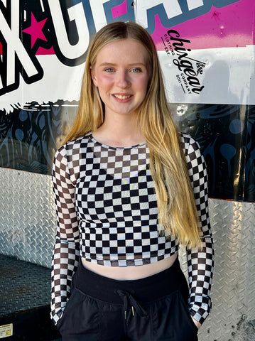 Checkered sheer crop top