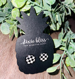 Ready, Set, Go! Checkered Photo Glass Earrings