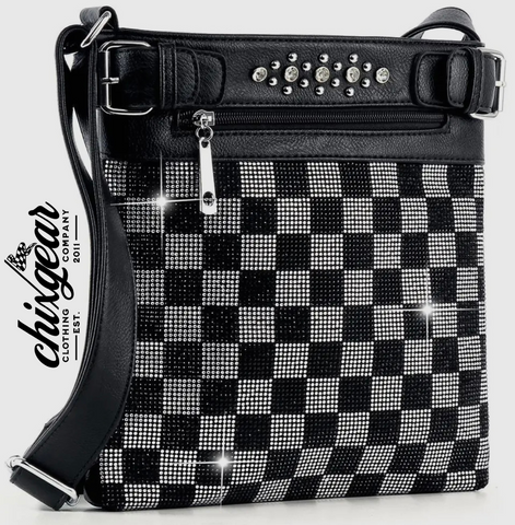 Checkerboard Bling Crossbody Sling