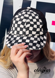 Checkered Distressed Ponytail Hat