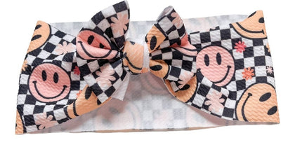 Checkered Twist Bow Baby Headband