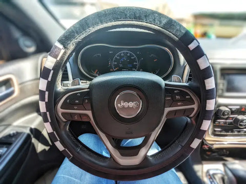 Soft Checkered Steering Wheel Cover