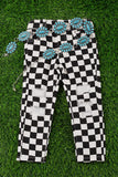 Kids Checkered Distressed Jeans