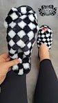 Checkered Fuzzy Slippers