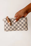 Aubry Cream Vertical Zip Checkered Backpack Set
