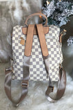 Aubry Cream Vertical Zip Checkered Backpack Set