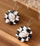 Checkered Smiley Earrings