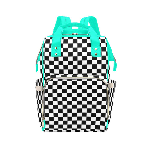 Raceline Mint Checkered Diaper Bag