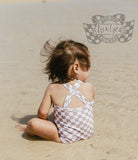 Beige Baby Checkered Swimsuit