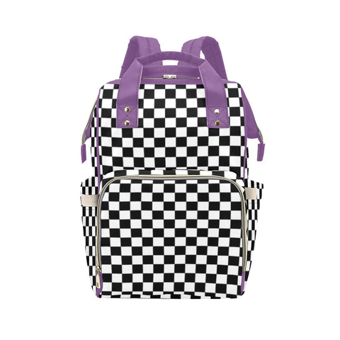 Raceline Purple Checkered Diaper Bag
